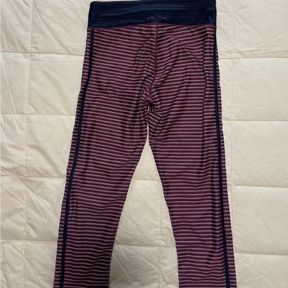 The Upside - Striped Maroon and Navy Drawstring Leggings - NWOT - Size 6